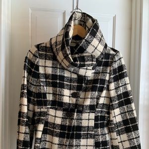 Benetton Wool Jacket Black & White Plaid